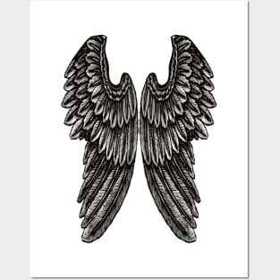 Angel Wings | Vintage Wings | Black and White | Posters and Art